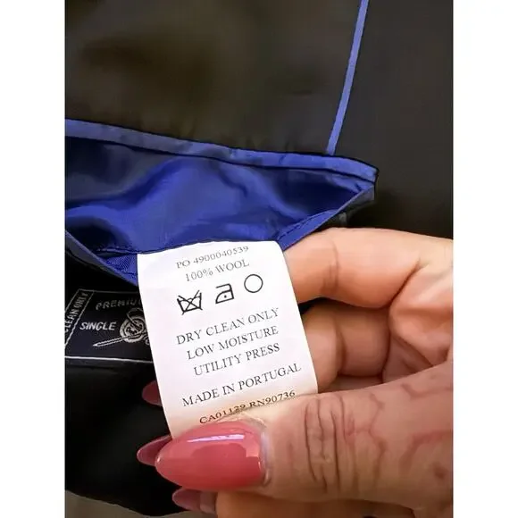 JOHN VARVATOS * U.S.A. Size 40 R Black Solid Wool Peak Lapel Sport Coat - Picture 10 of 10